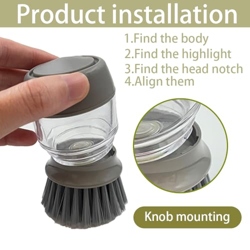 Palm Brush Refills, Dish Brush Replacement Head, 4 Pack - color: Green&gray