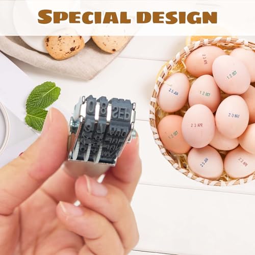 Egg Date Stamps for Fresh Eggs, with a Four-Color Ink Pad,Egg Dater Kit, Date Roller Stamps, Date Label Stamper for Egg Mark Farm Office Shipping Receiving