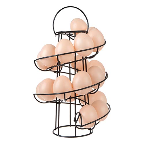 Egg Skelter Deluxe Modern Spiraling Dispenser Rack - Freestanding Wire Chicken Egg Storage Organizer Display Holder Basket for Countertop Kitchen,Black - color: Black