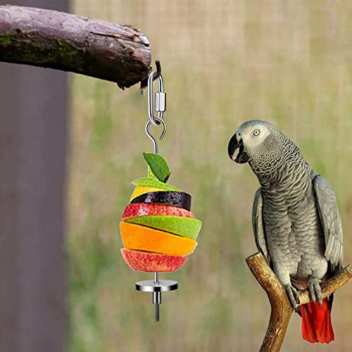 4 Pcs Stainless Steel Parrot Treat Holder, Food Skewer, Bird Fruit and Vegetable Kebab, Meat Stick, Parrot Cage Feeder, Hanging Basket