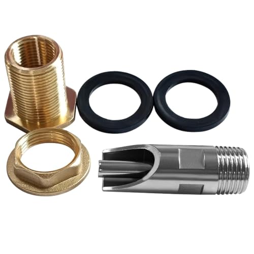 Joywayus 5PCS Stainless Steel Automatic Pig Nipple Water Drinker Feeder Waterer + 5PCS Brass Water Tank Connector Bulkhead Fitting + 1PCS Hole Opener Kit for Sows Piglets Drinking