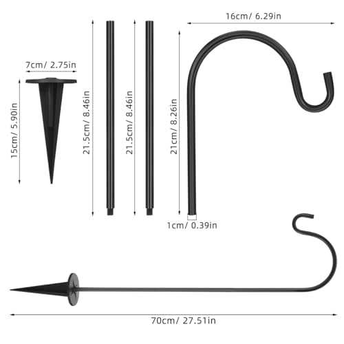 BESPORTBLE 24Inch Shepherd Hooks: 4 Pack Garden Bird Feeder Stand Heavy Duty Shepards for Lanterns Planting Hanger Weddings Decor