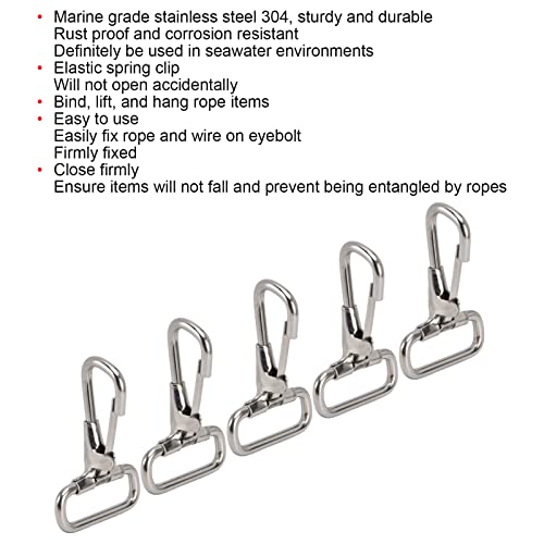 304 Stainless Steel Swivel Eye Snap Hooks 5PCS 29mm Spring Clips for Pet Leashes, Bird Feeders, and Outdoor Gear