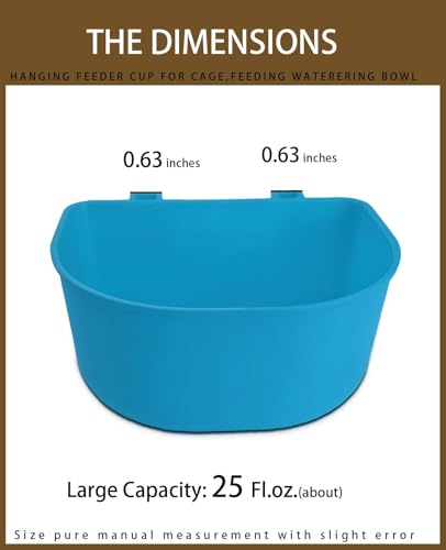 20 Pack Cage Cups Feeder Waterer Food Bowl 25 OZ Water Dispenser Hanging Seed Dish Drinking Coop Cup Treats Container for Chicken Bird Rabbit Bunny Parakeet Pigeon Small Animal Poultry Cat - size: Blue 25 OZ Pack of 20