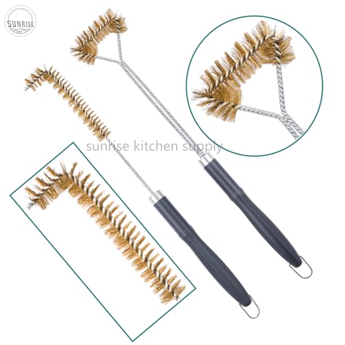 SUNRISE Fryer Brush with Long Handle (Brass with Plastic Handle, L and Single Brush) - color: Brass With Plastic Handle, size: L and Single Brush