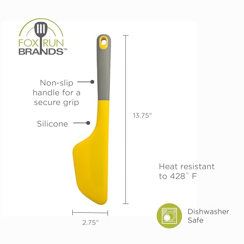 Fox Run Flip & Fold Silicone Quesadilla and Omelet Spatula, 14" Yellow Omelette Turner, Safe For Non-Stick - size: 2.75” x 13.75” x 1”