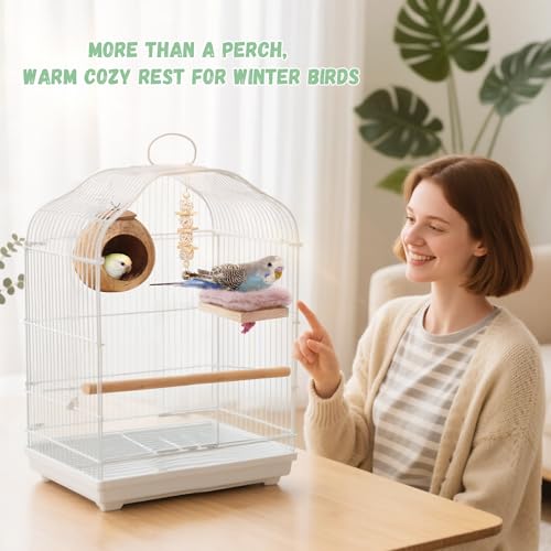 Mygeromon Bird Hammock Bed for Cage Parrot Perch Parakeet Sleeping Platform | Wooden, Small Animals Accessories, Winter