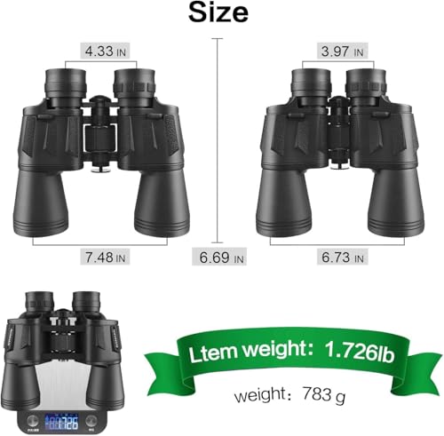 20×50 Binoculars for Adults High Powered with Carrying Case & Strap | HD Optics, Large Eyepiece, Bird Watching, Cruise Ship, Travel, Outdoor Hunting, Road Trip, Sport Games, Tripod Adaptable