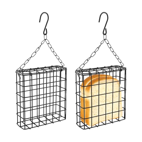 2-Pack Suet Bird Feeders for Outdoor, All-Weather Durable Metal Mesh with Double-Latch Closure, Versatile for Suet, Seed, Nesting Material & Oranges, Attracts Woodpeckers & Songbirds(Black)