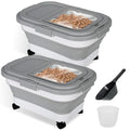 2 Pack Airtight Dog Food Storage Container, 15Lbs Collapsible Pet Dog Food Storage Bin with Scoops for Rice Grain Pet Dog Cat Bird Dog Treat Storage Food Fresh