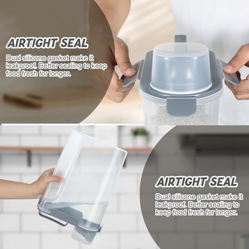 Airtight 10 Lbs Rice Storage Container Pet Dog Cat Food Holder 5 Lbs - Grey | Portable Bird Seed Dispenser Cat Food Containers with Large Pour Spout for Travel Cereal Oatmeal Holder with Measuring Cup - color: Grey-10L