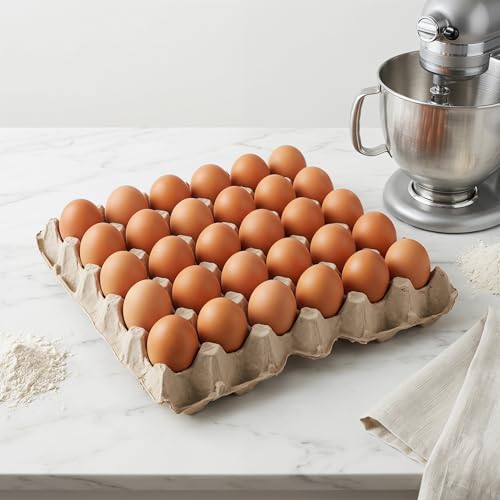 IMIKEYA 30-Egg Carton Flats, 5 Pack, Natural Pulp Storage Trays | Stackable Paper Egg Holders for Chicken Farms, Homesteads, Egg Collecting, Kitchen and Refrigerator Organization