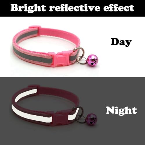 XS Dog Collar Leash Set, Nylon Puppy Collars with Bell Basic Reflective Small Dog Collars Girls for XXS Xs Small Pet Animal Litter Tiny Girls, Pink - color: Pink