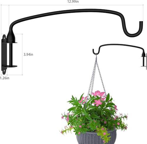 16 Pack Plant Hanger Bracket Wall Mounted Hooks for Hanging Bird Feeder, Flower Bracket, Anti Rust Metal Lanterns 12 Inches (12 in 16P) - color: Black, size: 12in 16Pack