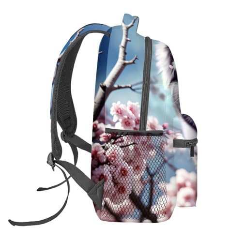 White Tiger Backpack,Cherry Blossom Polyester Backpacks,Lightweight Double Shoulder Back Pack for Kids Teens,Cool Animal Bookbag,School Bag Gifts,Casual Travel Daypack Book Packs - color: White Tiger
