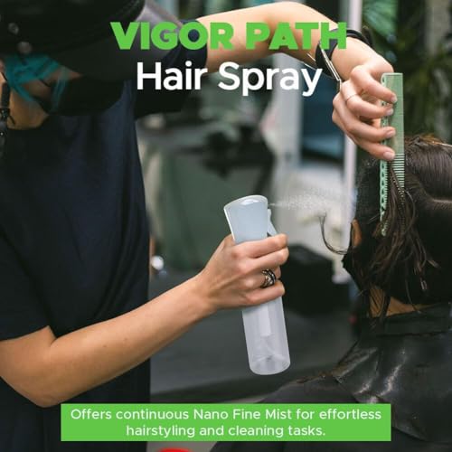 VIGOR PATH Continuous Mist Spray Bottle – Fine Mist Sprayer for Hair, Plants, Cleaning & Beauty – Refillable & Reusable Water Spray Bottle (Clear, 10oz) - color: Clear - 10oz