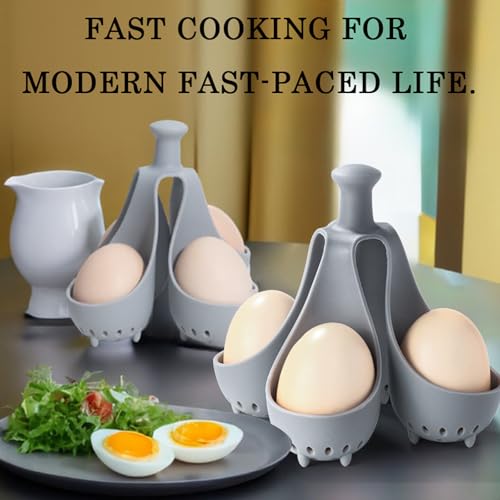 Silicone Egg Boiler Rack for Making Soft or Hard Boiled Eggs, Storage and Egg Rack, Holds 4 Eggs, Kitchen Egg Boiler Gadget