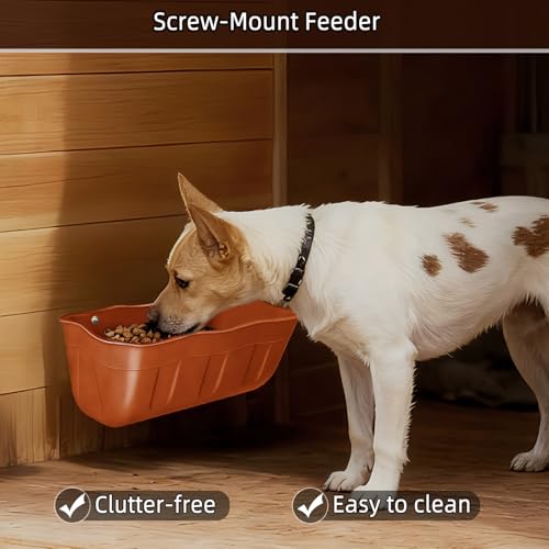 Chicken Feeder Waterer,Hanging Goat Feeders,Feed Trough 3.5 Quart 2 Pack,Hanging Fence Feed Trough for Poultry Livestock,Terracotta - color: Terracotta, size: 3.5 Quart (2 Pack)
