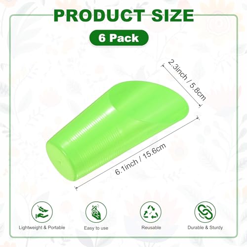 M METERXITY 6-Pack Bonsai Soil Scoops, Plastic Garden Soil Scoops Bucket Shovel Potting Scoopers for Transplanting/Flower Planting/Plant Succulent, Colorful Small Gardening Tools [Green] - color: Green