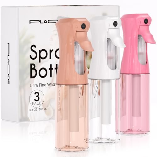 Continuous Spray Bottle for Hair Ultra Fine Mist Sprayer 3 Pack 6.8 OZ | Continuous Hair Spray Bottles Refillable Water Mister Sprayer for Hairstyling, Plants, Pets, Skincare,Salons,Barber,Cleaning - color: White Pink Terracotta, size: (3-Pack)-6.8 Oz