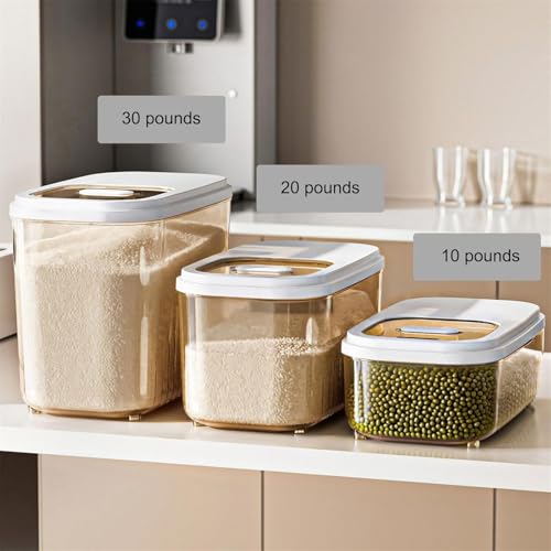 Rice Storage Container, Airtight Food Storage Containers 11-22 Lbs, Rice Dispenser with Measuring Cup and Small Bin for Flour Cereal Pasta Grain, Pet Bird Food Container (Small-11LBS)