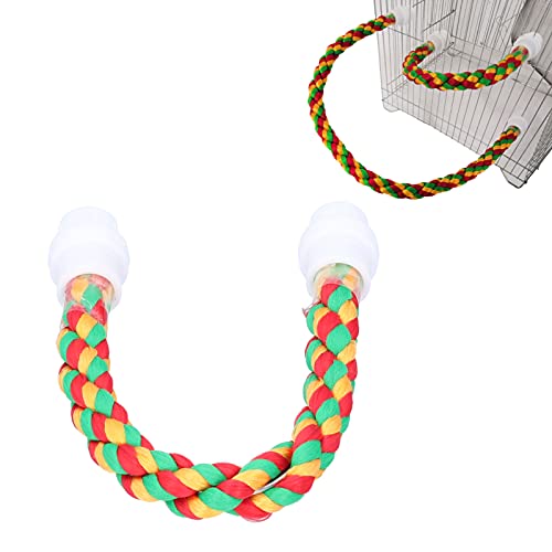 01 Bird Chew Toy, Multicolor Cotton U Shape Bird Rope Perch for Parrots