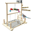 kathson Bird Playground Parrot Perch Stand Toys, Birds Wood Play Gym Activity Center Exercise Playpen Ladder Swing with Feeder Cups Chewing Toy(Include a Tray) - size: Two floors