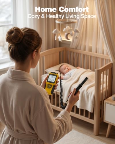 MT-93D Split Thermo Hygrometer Humidity Meter | Flexible spring cord air temp probe, RH dew wet bulb readout, backlit LCD, data hold MAX/MIN, ℃/℉, humidifier HVAC greenhouse