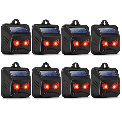 8 Pack Solar Predator Eyes Nocturnal Animal Repellent Outdoor,Auto Activate Animal Deterrent Predator Lights for Coyote,Racoon,Foxe,Skunk,Deer,Red LED Wildlife Guard for Yard, Garden,Farm,Chicken Coop