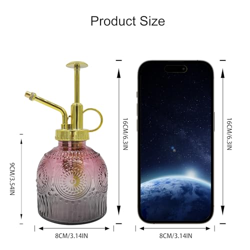 Glass Plant Mister Spray Bottle, 230ML Vintage Plant Spritzer, Succulent Watering Bottle Glass with Top Pump, Small Plants Sprayer Watering Can for Indoor Outdoor House(Red Gray) - color: Red Gray