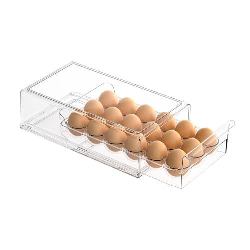 Egg Container for Refrigerator BPA Free Refrigerator Organizer Bins,Stackable Egg Holder for Refrigerator,18 Egg Tray,Clear - size: 18 Egg Holder