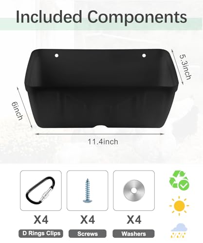 Chicken Feeder, 2 Pack, Poultry Feeders and Waterers, Hanging Goat Feeder, Livestock Fence Feeder, Feed Trough and Waterer Bucket with Clips, Black - color: 2 Pack Black