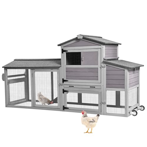 Aivituvin Chicken Coop Large Hen House with Wheels and Nesting Box for 2-4 Chickens 80.6" L