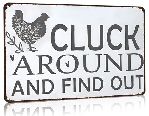 Smilelife Funny Chicken Gifts Chicken Tin Sign for Home Farm Chicken Coop Farmhouse Kitchen Garden Decor 8 X 12 Inch (3021) - color: Grey