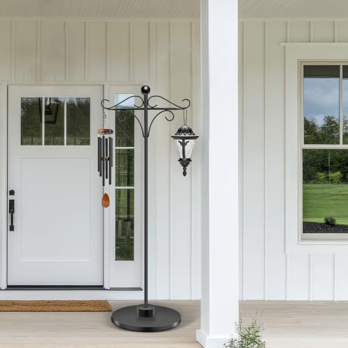 Adjustable Double Shepherd's Hook, 34-63 Inch Black Iron Stand for Indoor/Outdoor Use – Ideal for Hummingbird Feeders, Hanging Plants, Lanterns, Wind Chime - style: Double