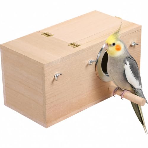 YJJKJ Wood Parakeet Nest Box Pet Bird House Parrot Breeding Mating Box Bird Cage Box for Lovebirds Cockatiel Parrotlets Budgerigar Parakeet (L) - size: Large