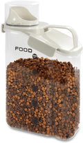 Pet Food Storage Container with Large Pour Spout, White | Dog Food Container with Measuring Cups, Keep Food Fresh, Portable Cat Food Container for Dogs, Cats, Birds and Small Animals - color: White