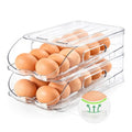 SMRCAD 24-Egg Dispenser with Silicone Bumpers, Auto-Rolling, Stackable | BPA-free food-grade PET | Stackable with lid | Built-in handle | Fits Large to Jumbo Eggs | Hand wash only - size: 2 Layer Holder 24 Eggs (M SIZE)
