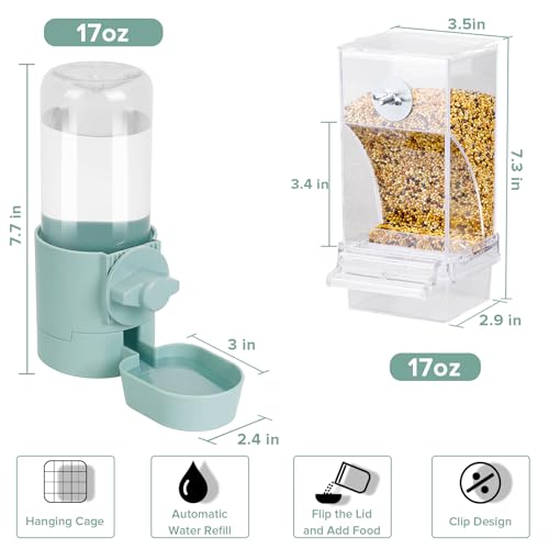 lemtrflo No Mess Bird Feeder Water Dispenser Set, Bird Feeder for Cage | Cage Accessories for Parrot, Finches, Budgies and Canaries - color: blue