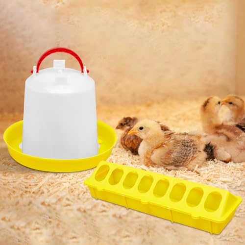 Funnymoom 12 Pack Chicken Feeder and Waterer Set Bird Small Poultry Feeder Flip Top Bird Small Poultry Feeding for Pigeon Chick Drinker Duckling Quail Feeding Dispenser(Yellow,8 Holes) - color: Yellow, style: 8 Holes