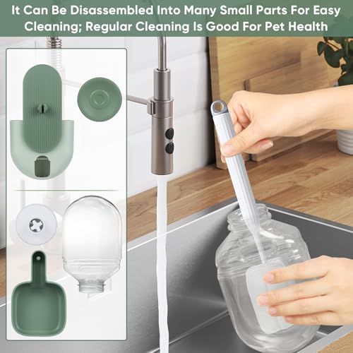 Lemtrflo 28oz Rabbit Water Bottle Dispenser, Bunny Cage Water Bowl | Suitable for Rabbits, Guinea Pigs, Ferrets, and Other Small Pets - color: Green