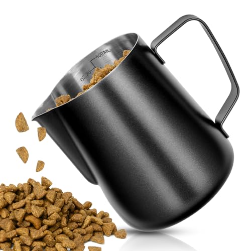 2.5Cup Dog Food Scoop, Stainless Steel Measuring Cup,Pet Food Measuring Scoop for Dogs, Cats, Birds and Small Pets,and Kitchen use-Ideal for Dry Food & Treats(Black) (2.5CUP)