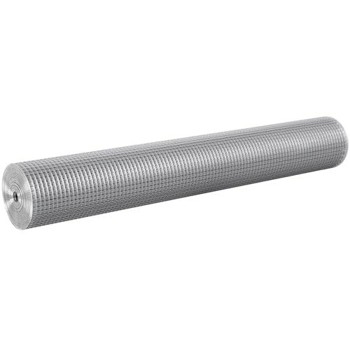 VEVOR Hardware Cloth, 1/2 inch 48in x 50 ft 19 Gauge, Hot Dipped Galvanized Wire Mesh Roll, Chicken Wire Fencing, Wire Mesh for Rabbit Cages, Garden, Small Rodents - size: 48'' x 50'
