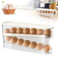 ROWPOZ 2026 New Egg Holder for Fridge, Egg Organizer for Refrigerator Automatic Scrolling Eggs Rack Holder Rolling Dispenser Stackable Container and Storage for Refrigerator with Lid