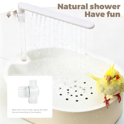 Automatic Parakeet Bird Bath with Pump,Automatic Bath Shower(Beige) | Bird Shower Fountain Bathtub with Running Water,For Birds African Grey Amazon Conure Parakeet Cockatiel - color: Beige