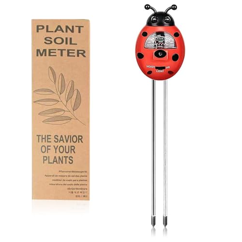 Ladybug Shape 3-in-1 Soil Moisture/pH/Light Meter, Soil Moisture Meter, Soil Test kit, Soil Tester with Moisture,Light,and pH Test for Indoor & Outdoor Use for House Plants, Garden, Lawn, Farm - color: RED