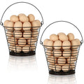 LemonRoad 2 Pack Egg Baskets with Wooden Base and Handle, 7.7 Inch Large Egg Gathering Basket for Count, Farm Eggs Collecting Basket Eggs Storage Holder for Kitchen Farm Countertop (holds 40)