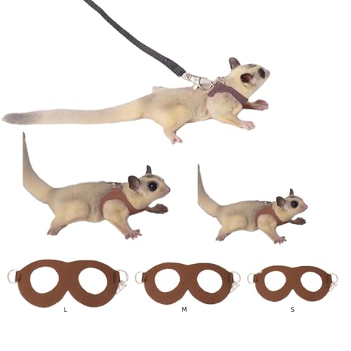 MANON ROSA Sugar Glider Harness and Leash Set, Adjustable 3Pcs Vest, Brown | Escape-Proof Design, Comfortable Adjustable Vest, Suitable For Small Pets, Durable Material, Easy To Wear, Secure Leash 57” - color: 01 Brown