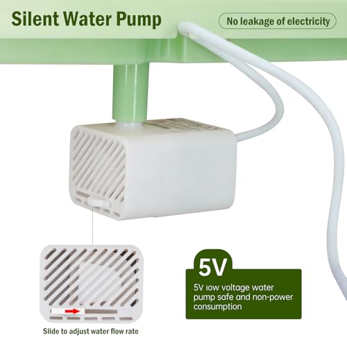 Automatic Bird Bath for Cage, Parakeet Bath with Pump | Indoor Bird Shower with Running Water, Filter, Bird Cage Accessory for Pet Birds Conure Budgies Cockatiels Lovebird - color: Green