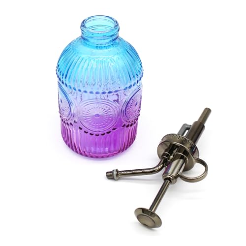 Glass Plant Mister Spray Bottle, 350ML Vintage Plant Spritzer with Top Pump Watering Can for Indoor Outdoor House Plants,Flowers (Blue Purple) - color: Blue Purple